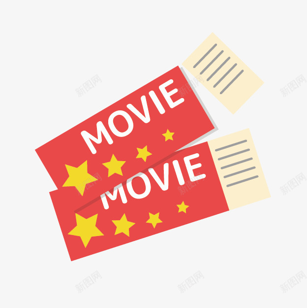 卡通电影票图标png_新图网 https://ixintu.com 卡通电影票 可爱电影票 情侣券 电影票 红色电影票