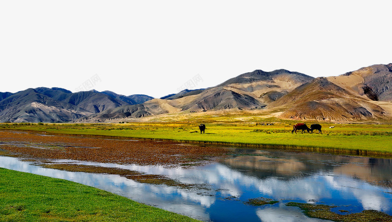 西藏日喀则png免抠素材_新图网 https://ixintu.com 彩色 湖水 草原 风影名胜 高山