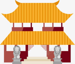 古代红章印中国古代建筑矢量图高清图片