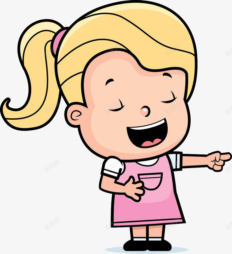 捂肚子大笑得小女孩png免抠素材_新图网 https://ixintu.com 卡通人物 大笑 大笑的人 开心 笑 高兴