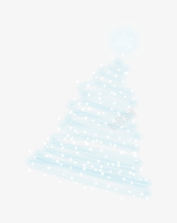 蓝色闪耀线条圣诞树素材