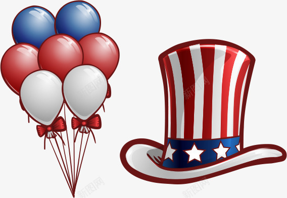 美国国旗变形帽子气球png免抠素材_新图网 https://ixintu.com 创意 变形 国旗 帽子 气球 美国