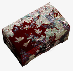 木质首饰盒复古贝壳木质漆器百宝盒高清图片