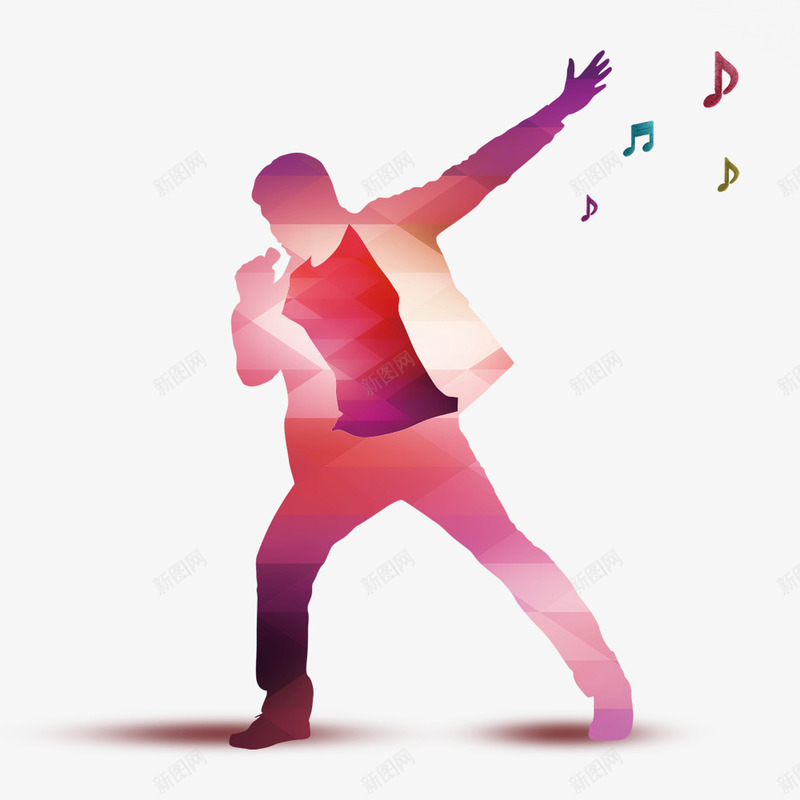 唱歌的男人psd免抠素材_新图网 https://ixintu.com KTV素材 装饰图案 音乐比赛 音符