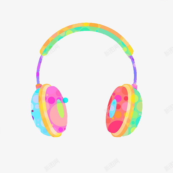 手绘耳机png免抠素材_新图网 https://ixintu.com 动听的 卡通 彩色的 手绘 插图 简笔 耳机
