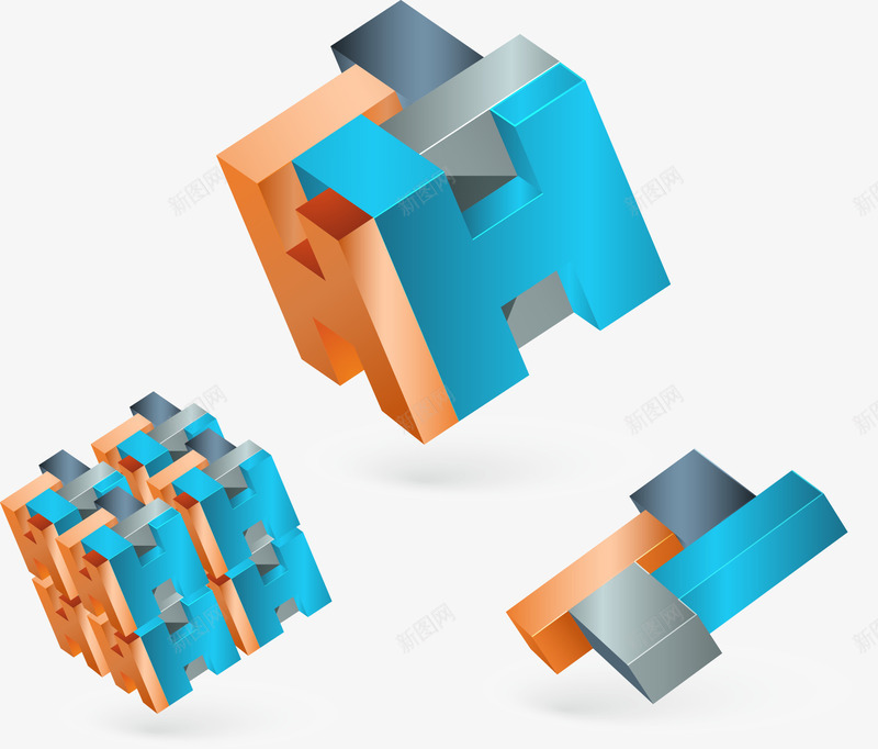 积木png免抠素材_新图网 https://ixintu.com 免费矢量下载 字母H 积木 蓝色