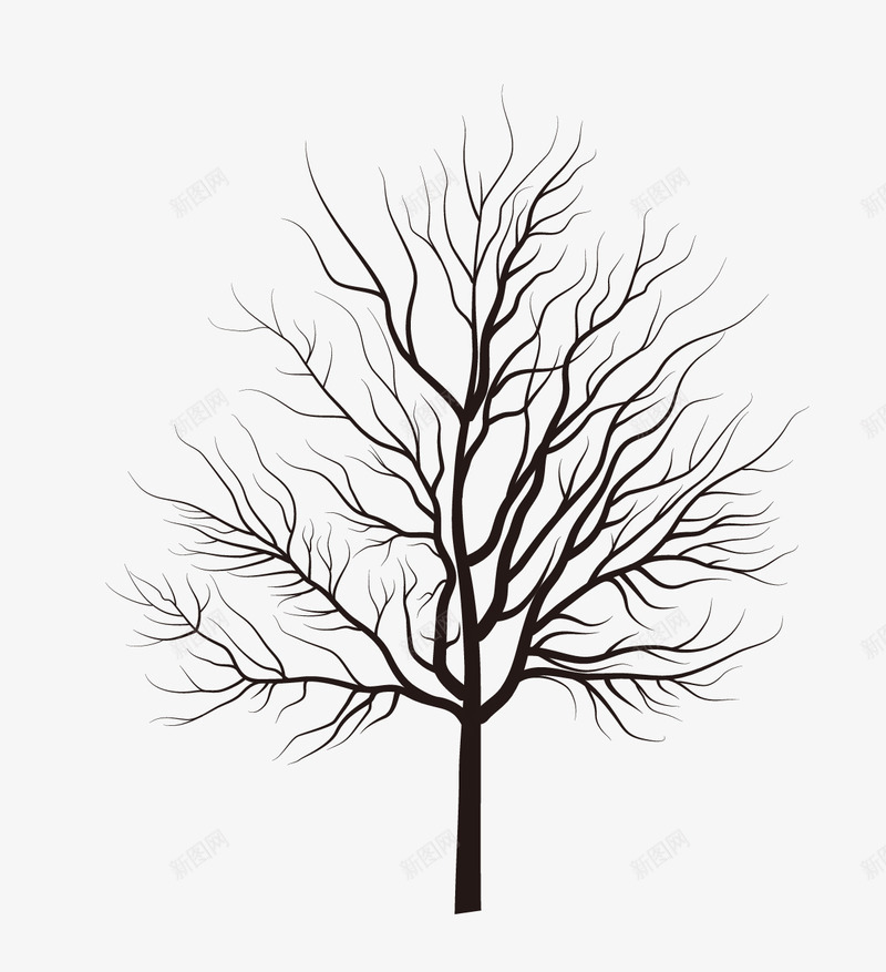 干枯的树矢量图eps免抠素材_新图网 https://ixintu.com 冬天 大树 干枯的树 树枝 矢量树木 矢量图