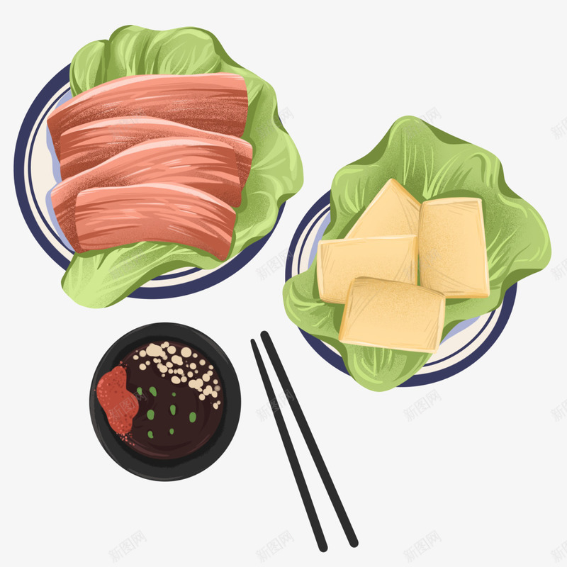 手绘卡通火锅食材图png免抠素材_新图网 https://ixintu.com 火锅 肉品 蘸料 食物