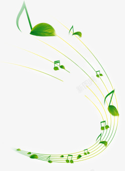 绿色跳动的音符绿色清爽树叶音符高清图片