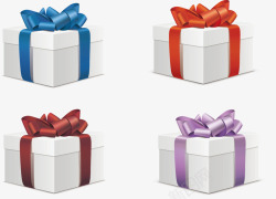紫色礼品盒精美逼真缎带礼品盒矢量图高清图片