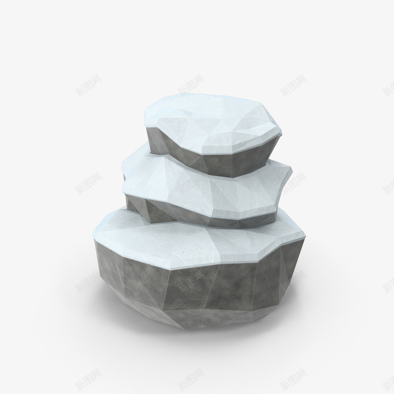 创意的3D石头山体psd免抠素材_新图网 https://ixintu.com 3D 三层 冬天 可爱 场景 多边形 山体 灰色 石块 雪地