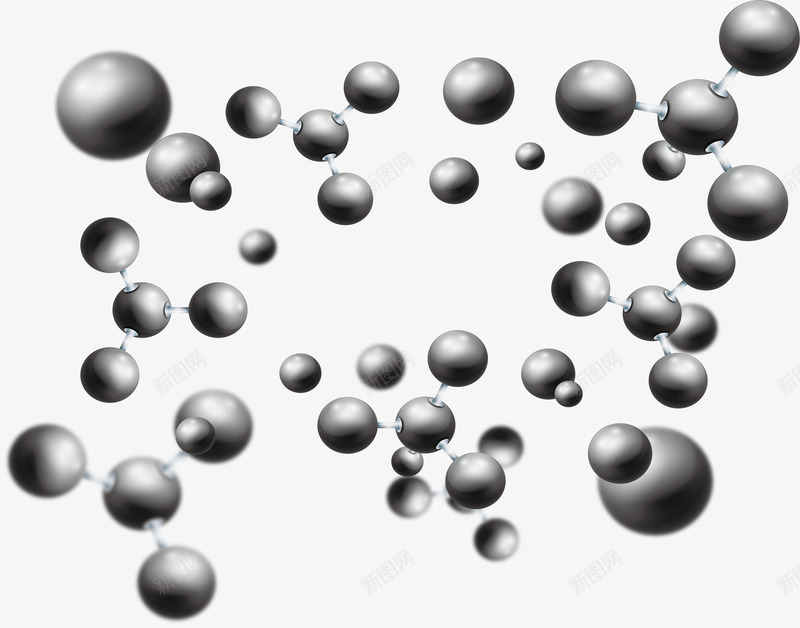 黑色质感分子结构矢量图ai免抠素材_新图网 https://ixintu.com 分子 分子结构 灰色质感 生物分子 矢量png 科技感 矢量图