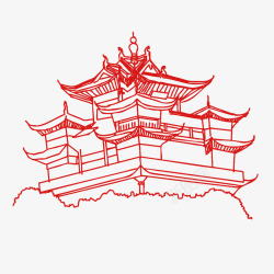 手绘杭州素材