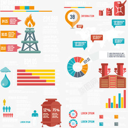 扁平化世界地图能源化工石油制造行业等图标高清图片