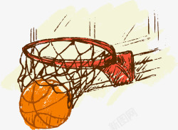 篮板手绘涂鸦篮球框图标高清图片