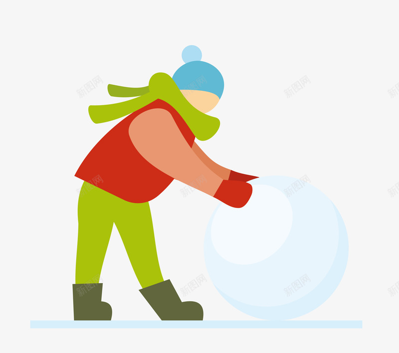 冬天推雪球png免抠素材_新图网 https://ixintu.com 下雪 下雪的冬季 冬季 堆雪人 寒冷 打雪仗 推雪球 矢量雪人
