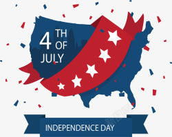 蓝色美国独立日地图矢量图素材