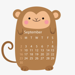 可爱小猴子装饰日历矢量图素材
