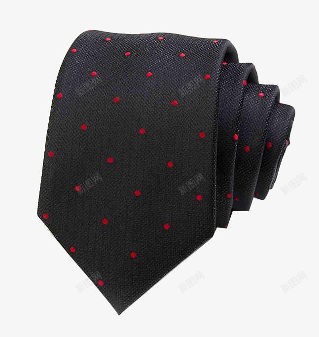 红点黑色领带png免抠素材_新图网 https://ixintu.com 产品实物 休闲 正装 男士 红点 领带 黑色
