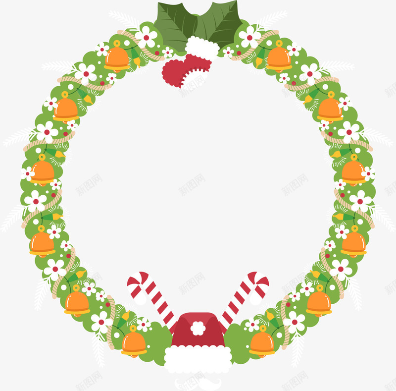 圣诞节蓝色铃铛草圈png免抠素材_新图网 https://ixintu.com 冬天 冬日 圣诞节 圣诞袜 拐杖糖果 绿色草圈