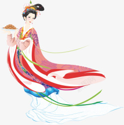 端月饼端月饼的嫦娥仙子中秋节高清图片