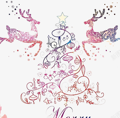 圣诞驯鹿彩色手绘png免抠素材_新图网 https://ixintu.com 圣诞树 圣诞驯鹿 手绘 装饰