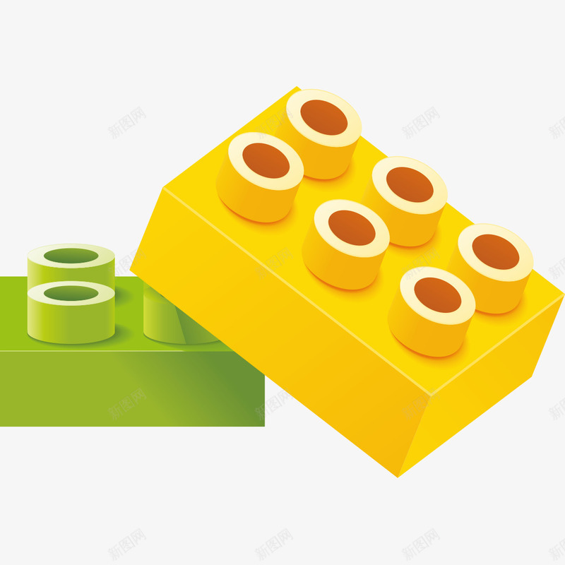 积木块图样png免抠素材_新图网 https://ixintu.com 图样 积木 绿色 黄色