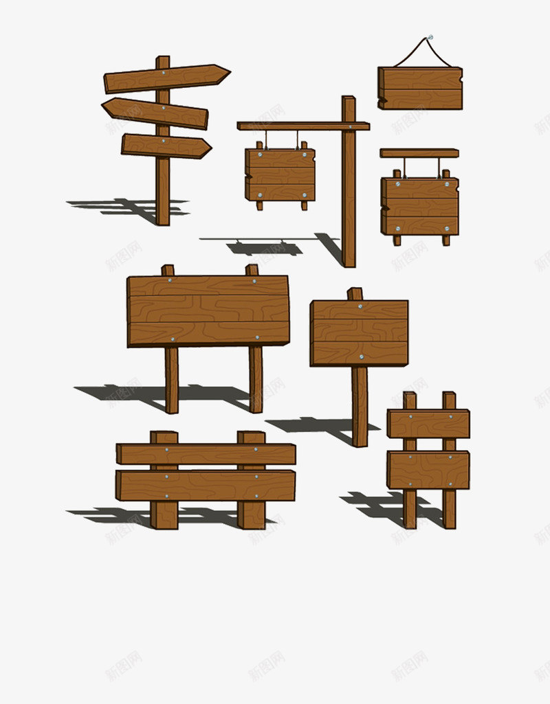 木纹指示牌png免抠素材_新图网 https://ixintu.com 指示板 指示牌 提示 方向 木板 木质
