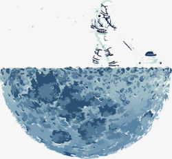 水彩印花素材宇航员探月印花矢量图高清图片