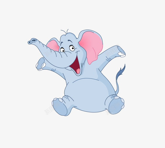 开心的小象png免抠素材_新图网 https://ixintu.com 动物 卡通动物 卡通小象 卡通象 粉色 蓝色