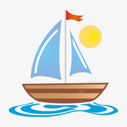 海浪卡通帆船高清图片
