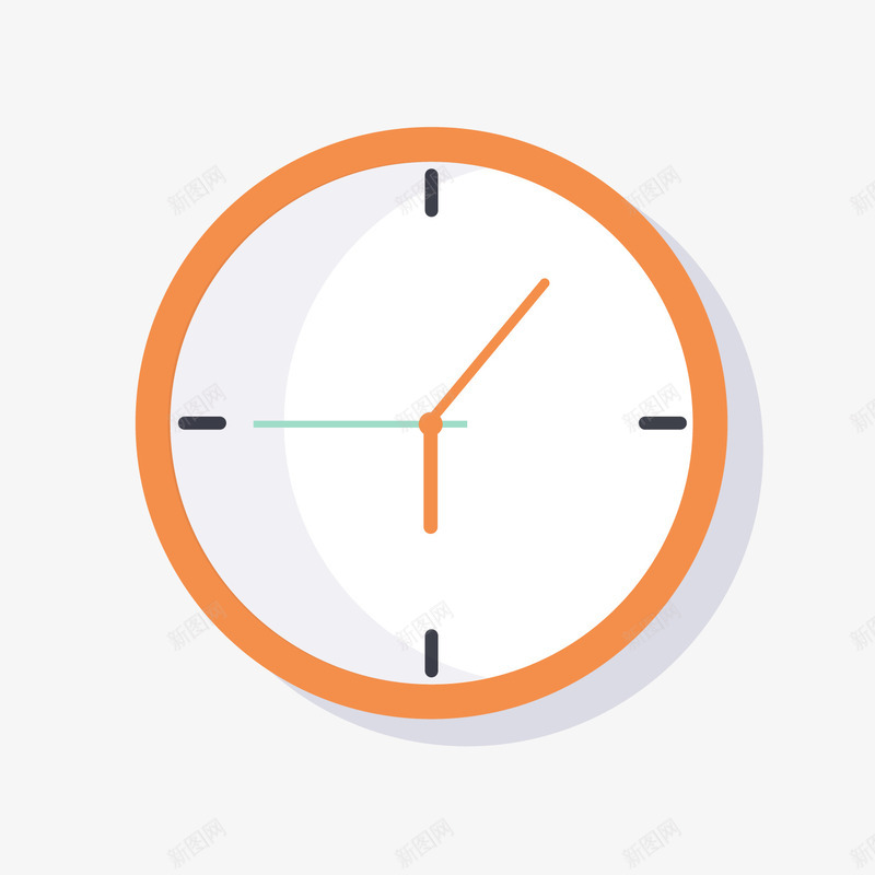 橙色圆形挂钟png免抠素材_新图网 https://ixintu.com 卡通挂钟 卡通时钟 圆形挂钟 橙色 背景装饰