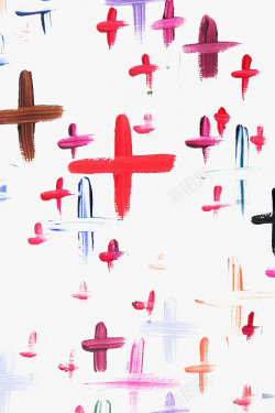 红色手绘十字交叉涂鸦素材