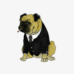 抽烟的狗先生抽烟不高兴的狗先生高清图片
