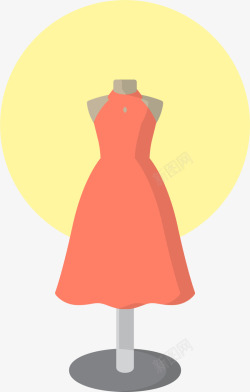 卡通婚礼红裙礼服素材