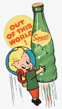 抱着酒瓶火箭的娃娃宇航员素材