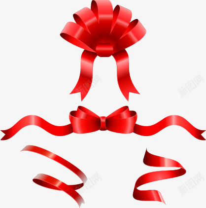 红丝带png免抠素材_新图网 https://ixintu.com 丝带 可爱 圣诞节装饰 红色 节日 蝴蝶结 领带