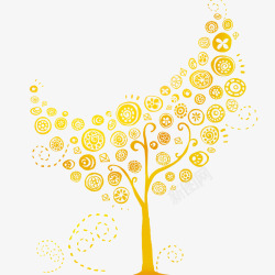 金色树木绘画素材