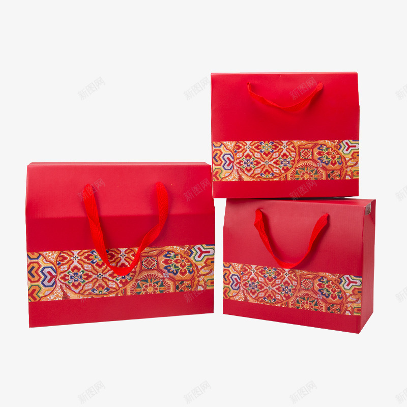 节日礼盒年货礼盒png免抠素材_新图网 https://ixintu.com 包装彩盒 喜庆礼盒实物 手提式包装盒 红色礼盒