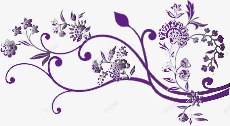 紫色的花型png免抠素材_新图网 https://ixintu.com 清新淡雅 设计元素
