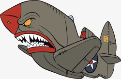 手绘卡通涂鸦鲨鱼战斗机矢量图素材