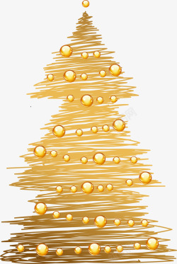 金珠圣诞树金色线条圣诞树高清图片