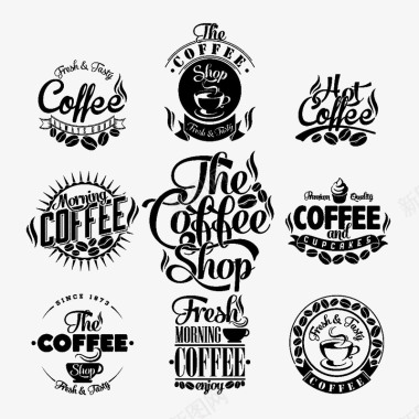 咖啡logo艺术字元素图标图标