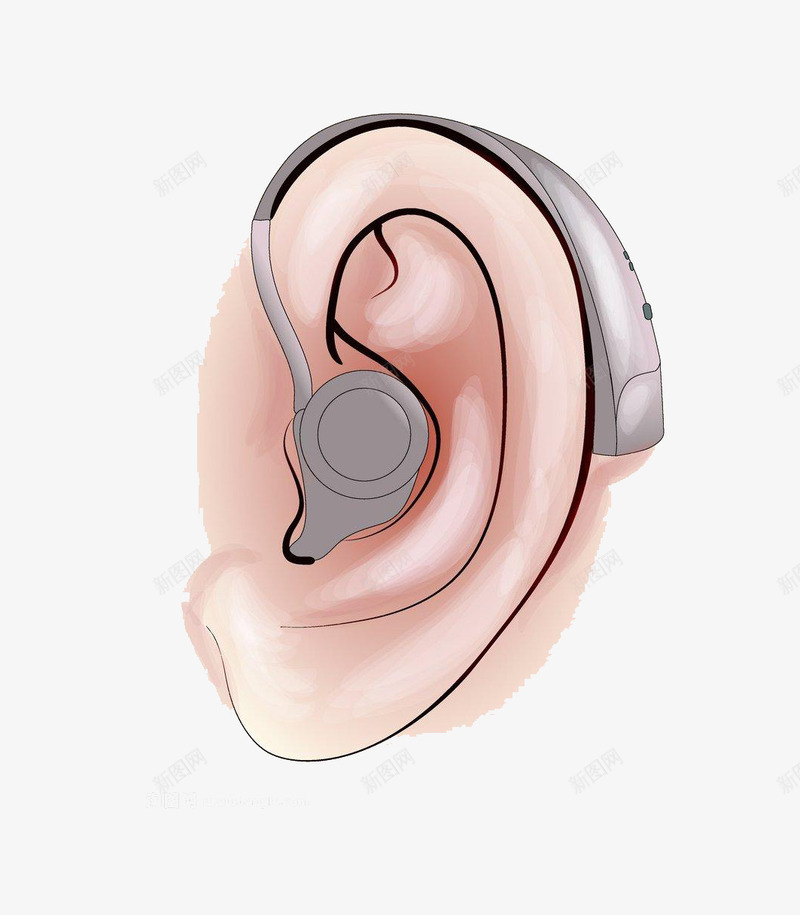 戴助听器的耳朵png免抠素材_新图网 https://ixintu.com 助听器 助听器卡通 医疗宣传用 听力障碍 耳朵 耳鼻喉