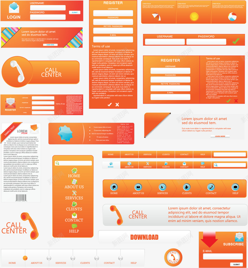 橘红色网站注册页面矢量图eps免抠素材_新图网 https://ixintu.com 信封 太阳 橘红色 注册 注册表单 注册页面 电话 矢量素材 素材 网站 网站EPS矢量 网站注册 网站素材 网页设计 页面 页面设计 矢量图