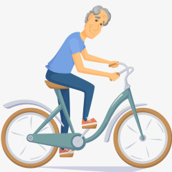 矢量骑车锻炼老爷爷骑车锻炼身体高清图片
