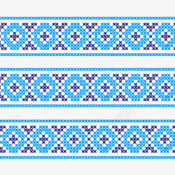 针织花纹蓝色针织面料图案边框图案矢量图高清图片