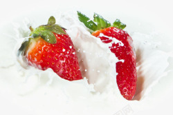 草莓和牛奶创意草莓奶油广告高清图片