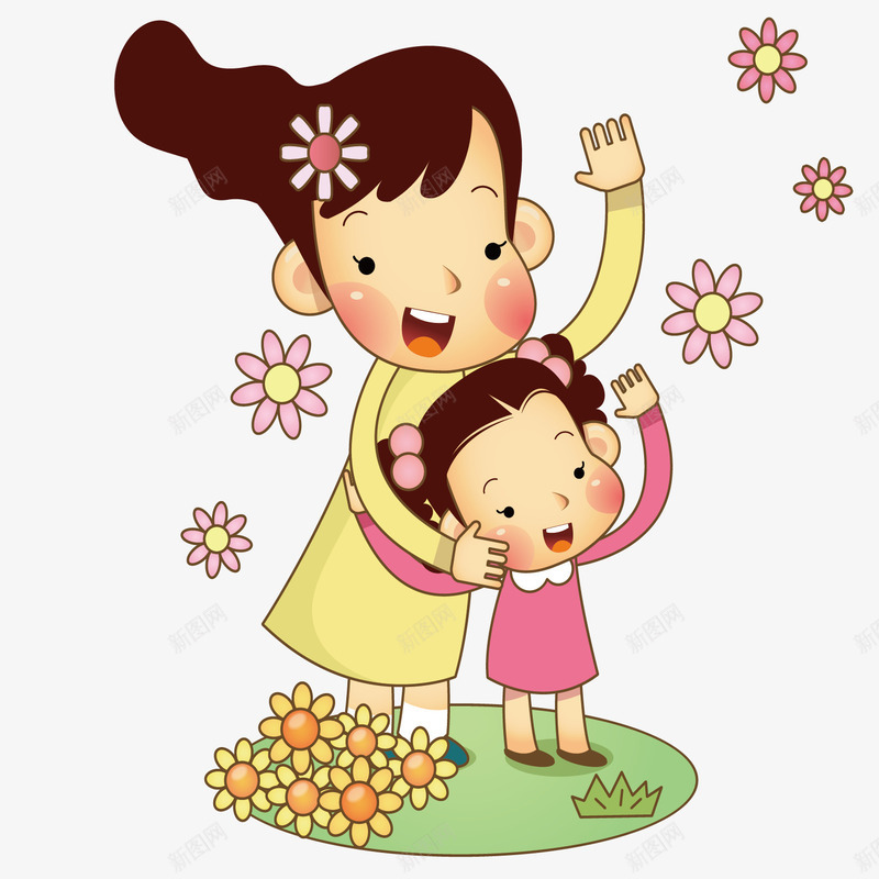 草坪上的妈妈和小孩png免抠素材_新图网 https://ixintu.com 和睦 妈妈 妈妈和小孩 宝贝 带花 开心 愉快地玩耍 爱护 草坪