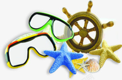 潜水眼镜海星贝壳素材